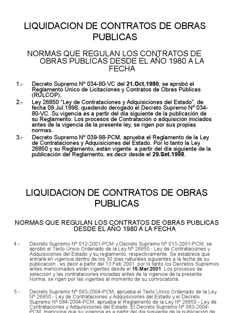 Liquidacion De Contratos De Obrasppt Liquidación Regulación Free