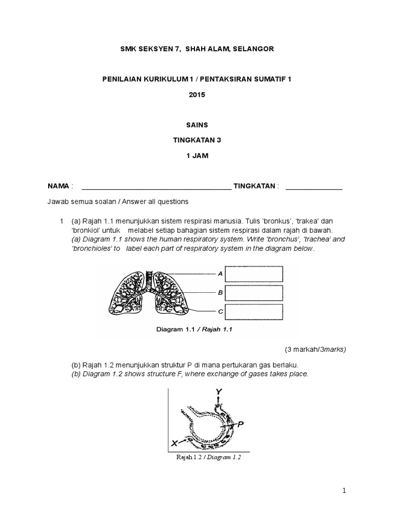 Soalan ujian1 sains pt3