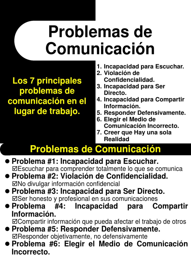 Taller Los 7 Principales Problemas de Comunicación en El Lugar de Trabajo