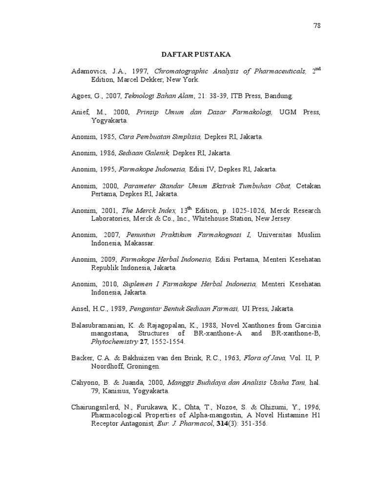 Daftar Pustaka Farmakope Herbal Indonesia | PDF