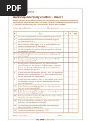 Machinery Checklist