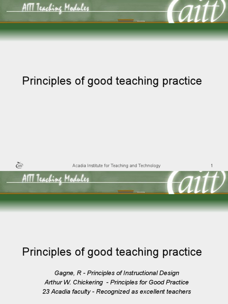 Principles of Good Teaching Practice | PDF