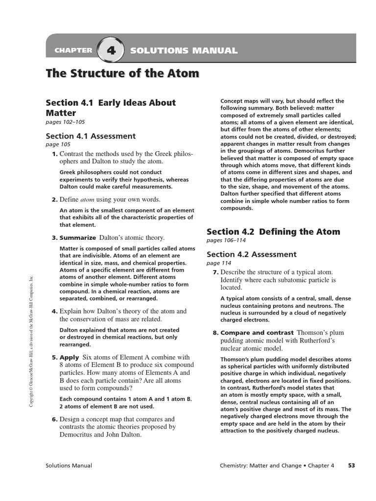 Chapter 4 Assessment SOLUTION MANUAL The Structure Of The Atom PDF