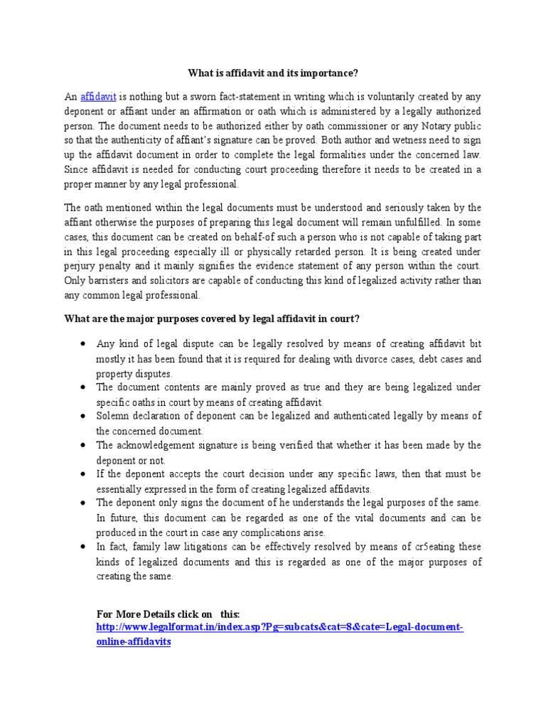 WHAT IS AN AFFIDAVIT MEAN intelligence overview