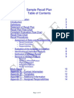 Sample Recall Plan