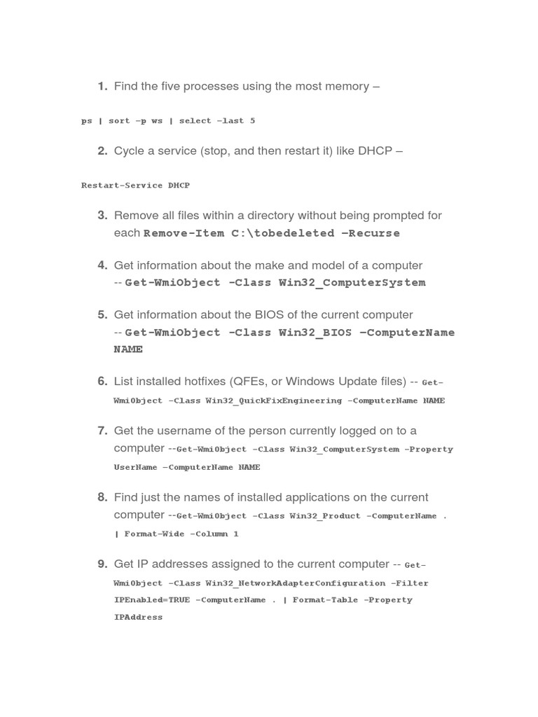 PowerShell Commands for IT Admins | PDF