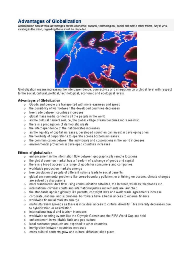 Benefits and Drawbacks of Globalization | PDF | Globalization | Outsourcing