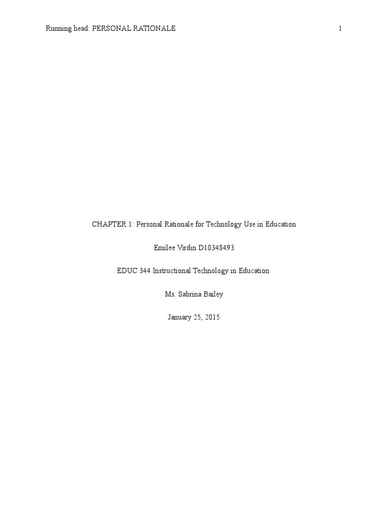 Personal Rationale | PDF | Educational Technology | Teachers