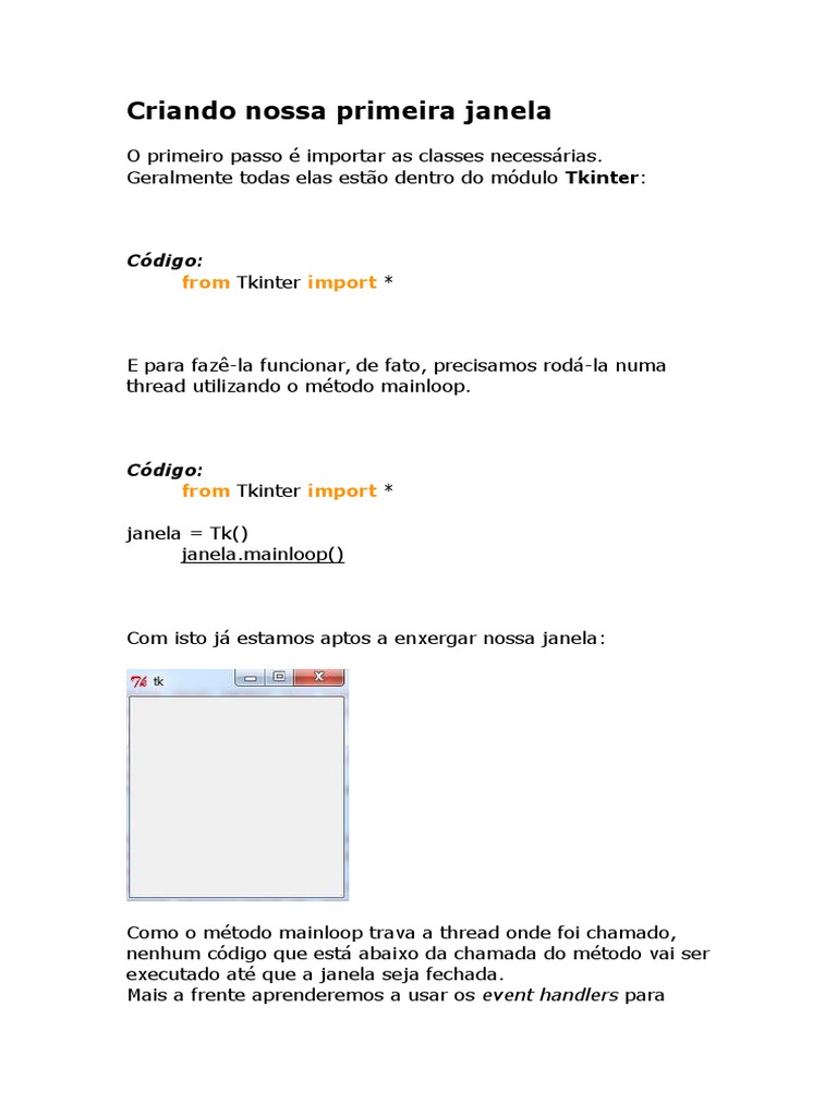 Criando Janela com Tkinter em Python | PDF | Janela (informática ...