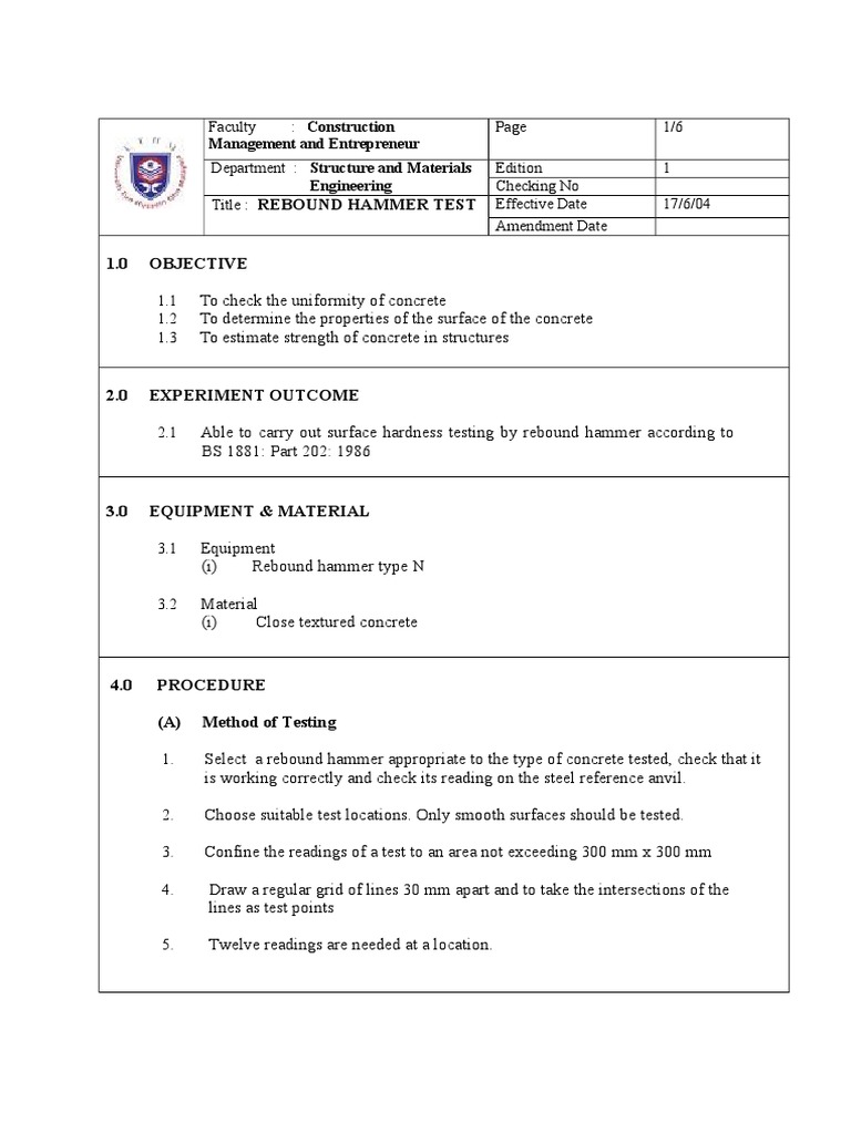Rebound Hammer PDF Hammer Concrete