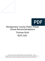 Montgomery County Public Virtual School Recommendations Thomas Shull EDTC 650