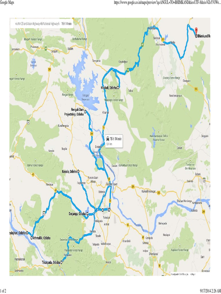Angul to Bhimkand Route Map | PDF