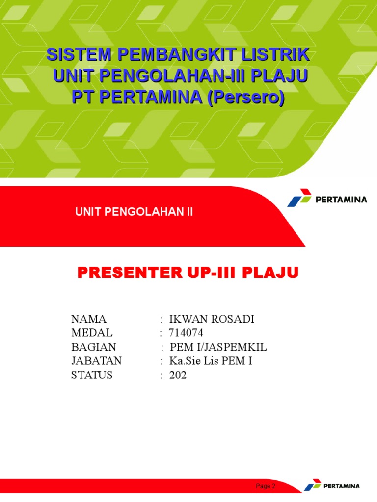 Sistem Pembangkit Listrik di Pertamina | PDF