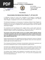 Commencement of Update of the National Voters Register - Uganda