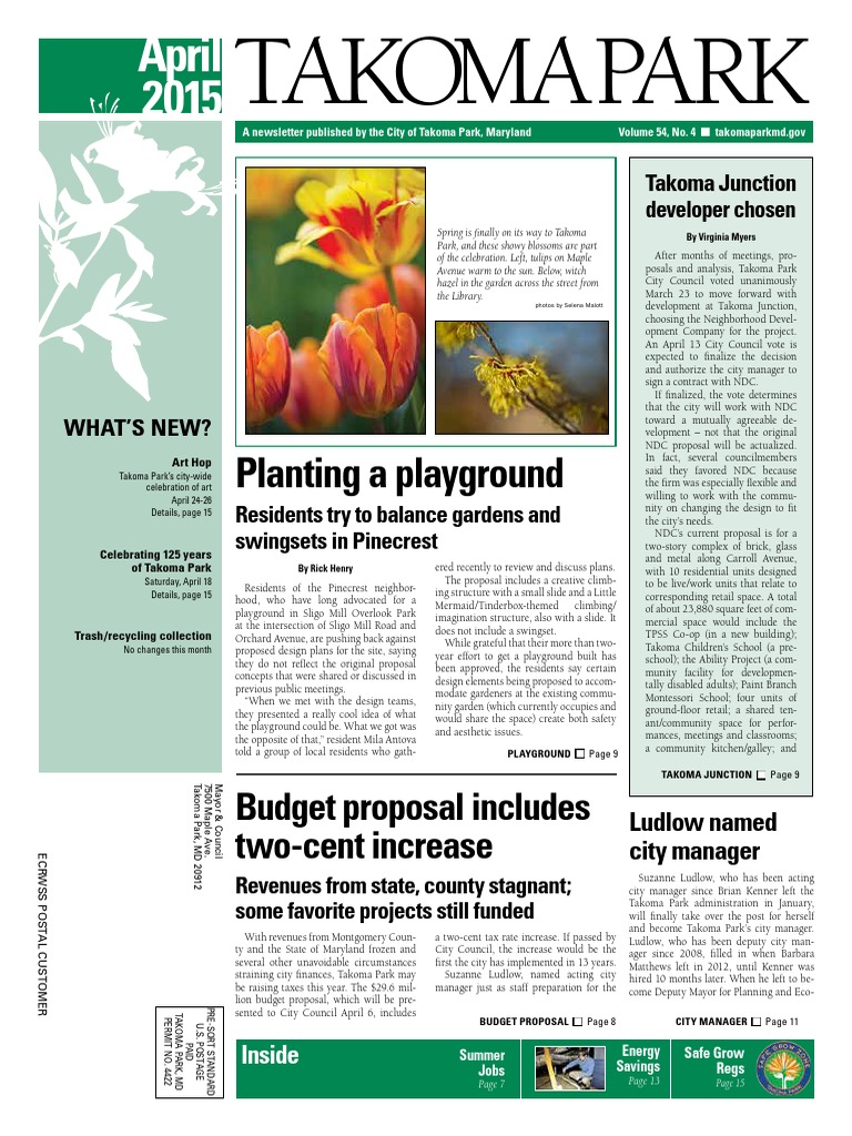 Takoma Park Newsletter April 2015 Download Free PDF Pilates