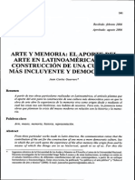 Arte y Memoria: El Aporte Del Arte en Latinoamerica en La Construccion de Una Cultura Mas Incluyente y Democratica