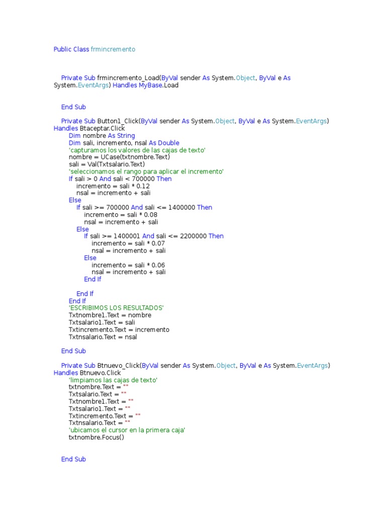 Public Class Frmincremento | PDF | Computers