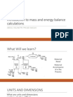 Introduction To Mass and Energy Balance Calculations