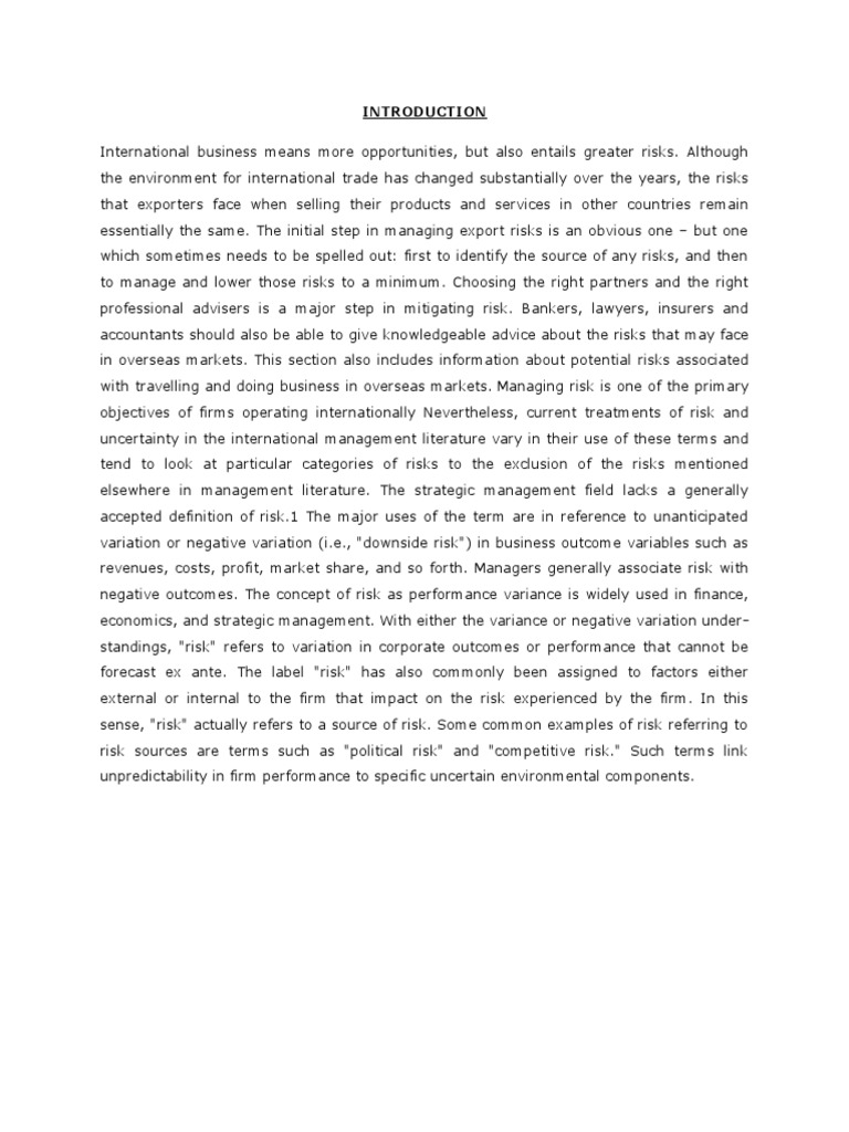 Types of Risk in International Business | PDF | Risk | Risk Management
