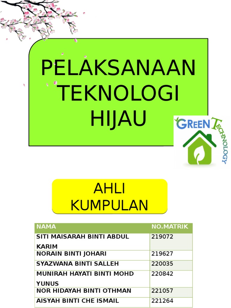 Contoh Teknologi Hijau Kertas Kerja