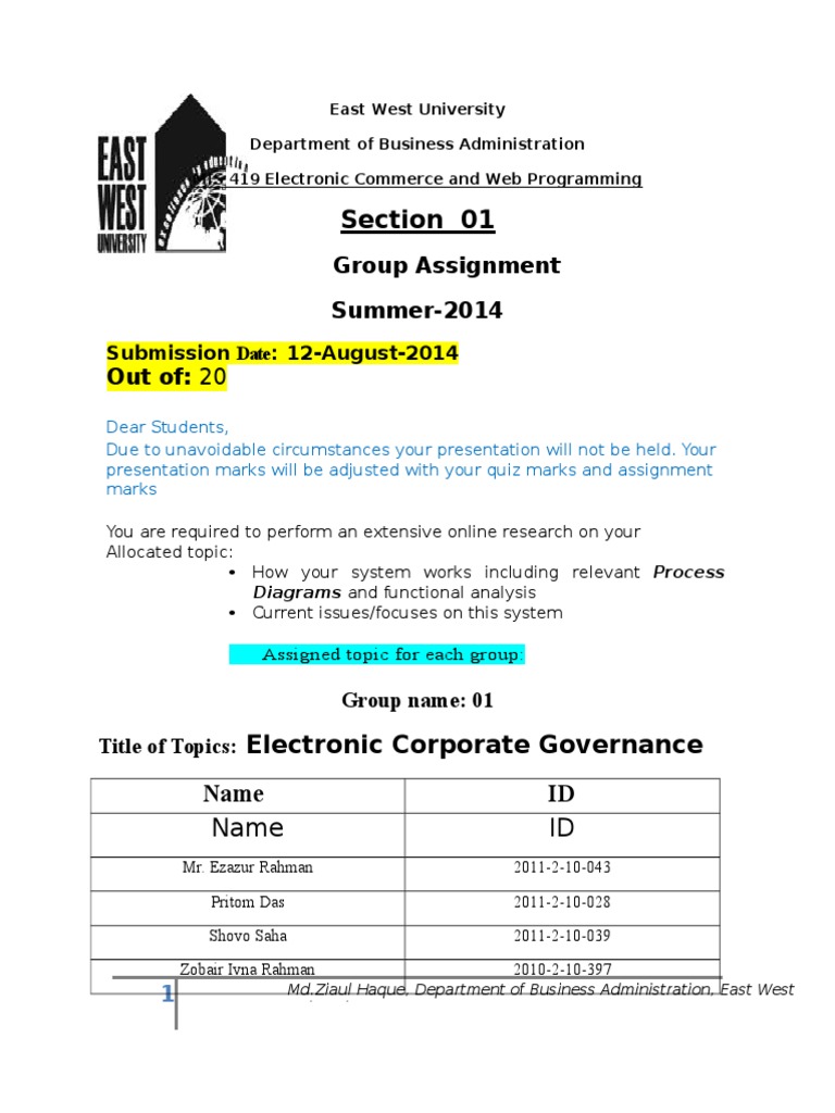 Section 01: Group Assignment Summer-2014 Out Of: 20 | PDF | Computers