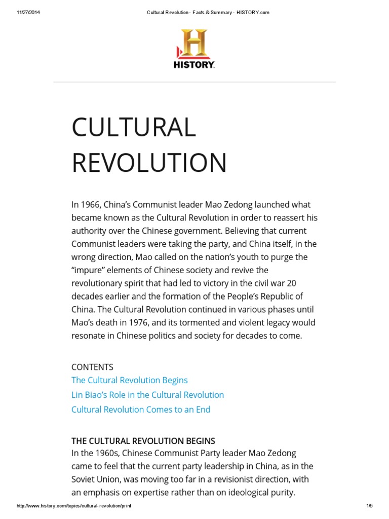 Cultural Revolution Overview | PDF | Cultural Revolution | Mao Zedong