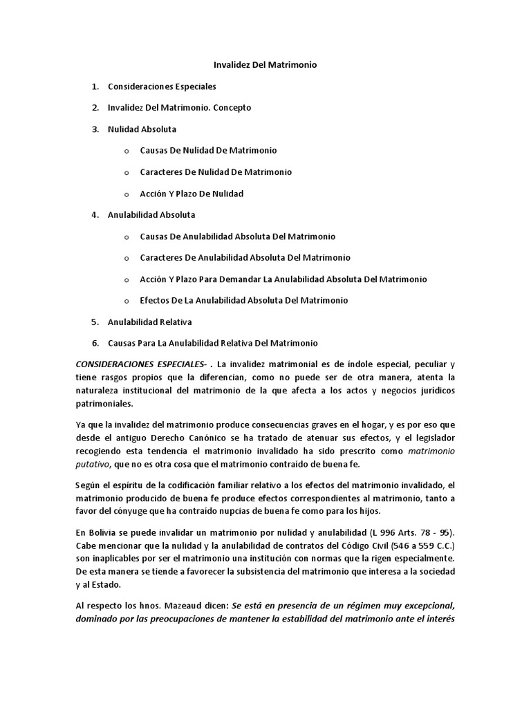 Nulidad Del Matrimonio en bolivia Nulo (ley) Matrimonio