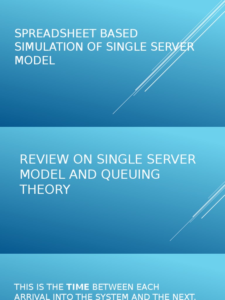 Spreadsheet Based Simulation of Single Server Model PDF Simulation