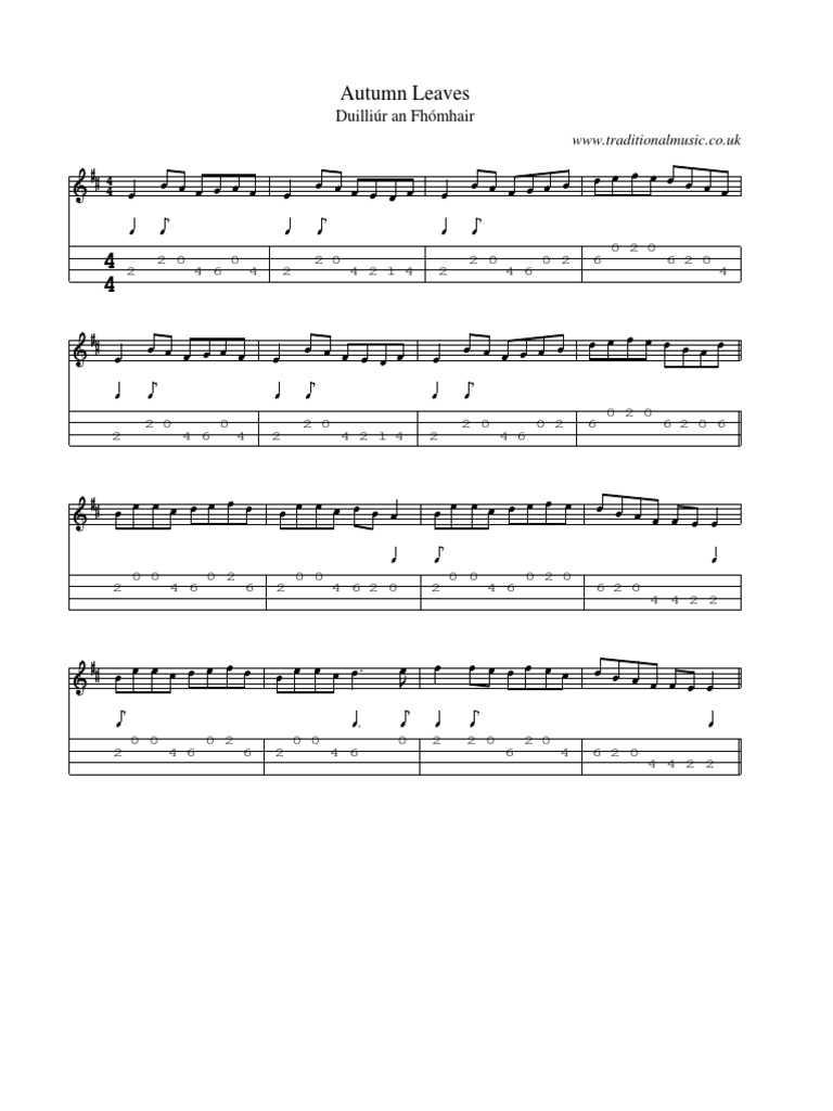 Autumn Leaves Mandolin Tab | PDF | Art, image size:768x1024