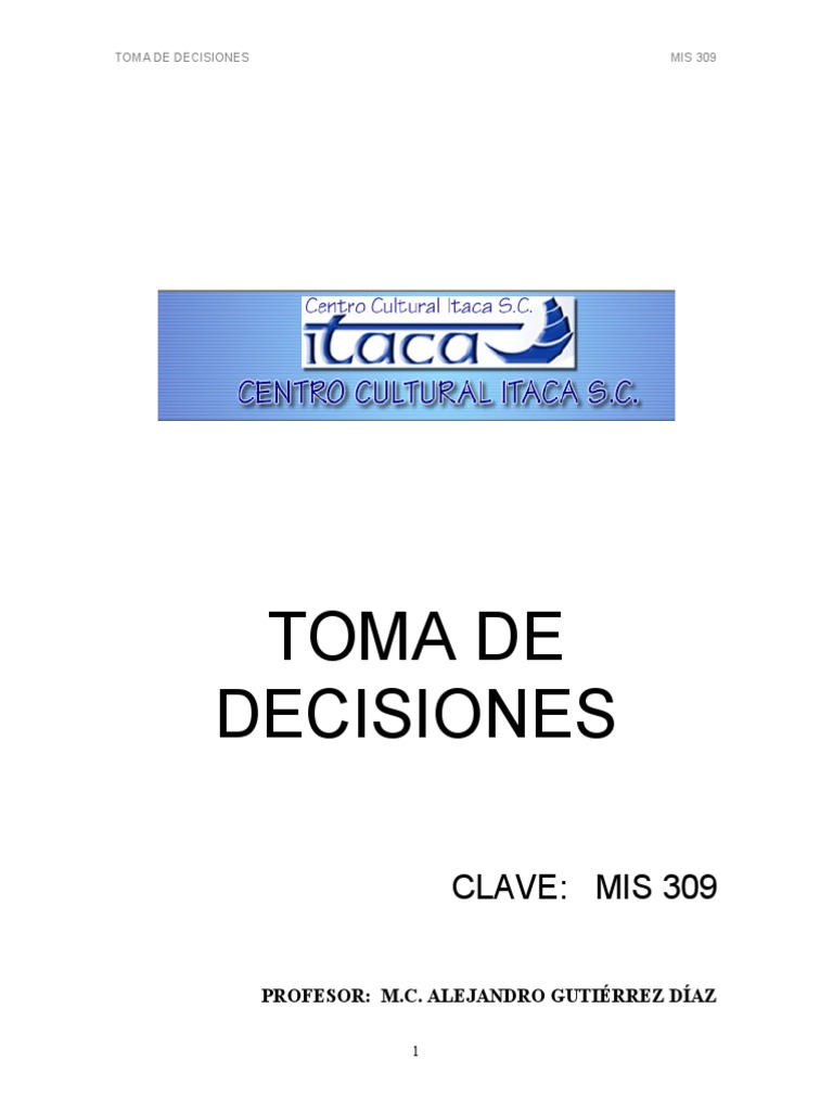 Proceso de Toma de Decisiones | PDF | Toma de decisiones | Ciencia ...