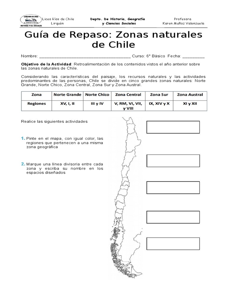 Zonas Naturales de Chile para Colorear | PDF | Finanzas y dinero | Historia
