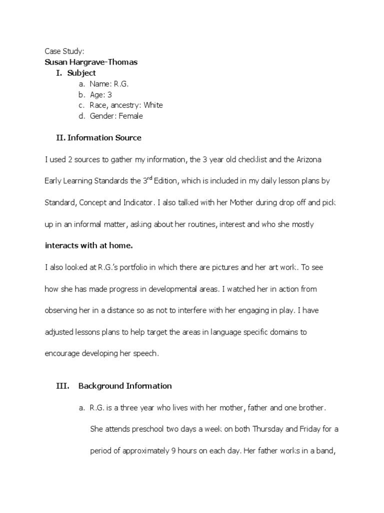 HargraveThomas Case Study PDF Lesson Plan Cognition