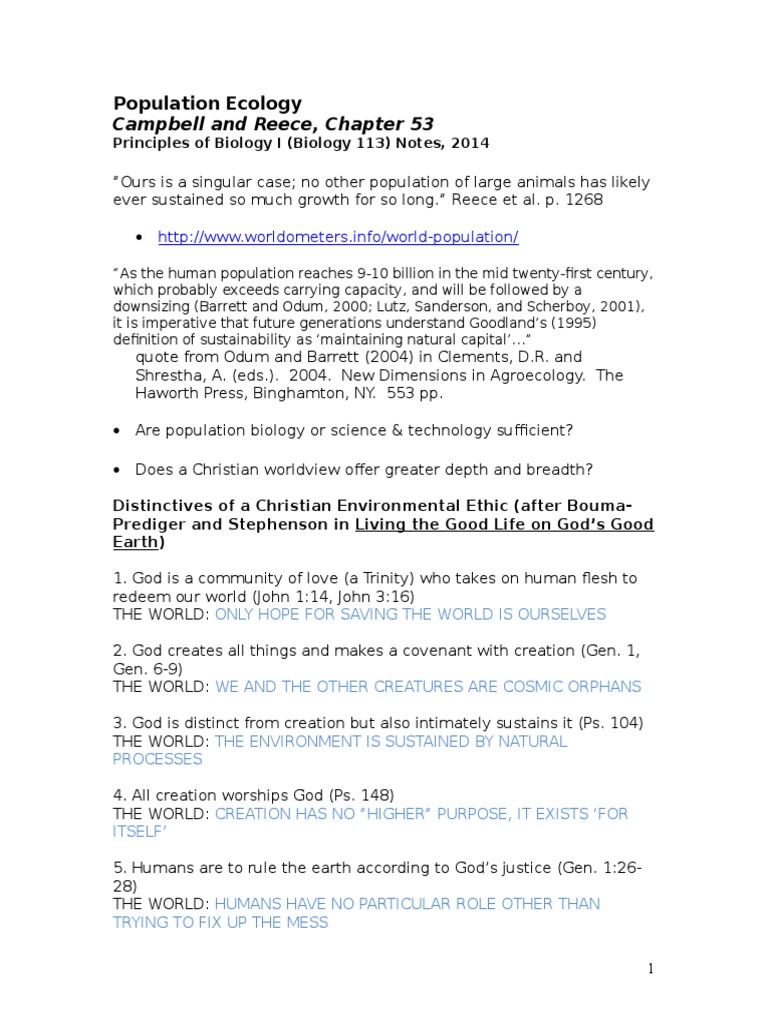 3- Population Ecology Notes | Environmental Social Science | Earth