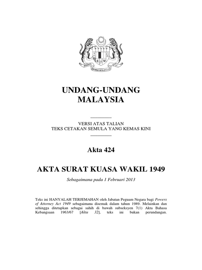 akta surat kuasa wakil 1949
