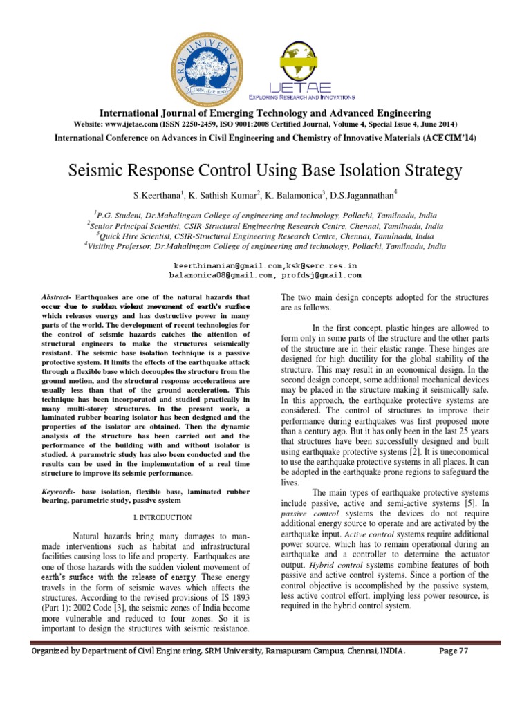 Seismic Response Control Using Base Isolation Strategy, PDF | PDF ...