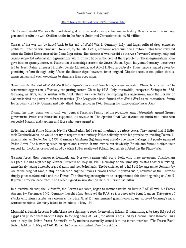 World War II Summary Empire Of Japan Allies Of World War II