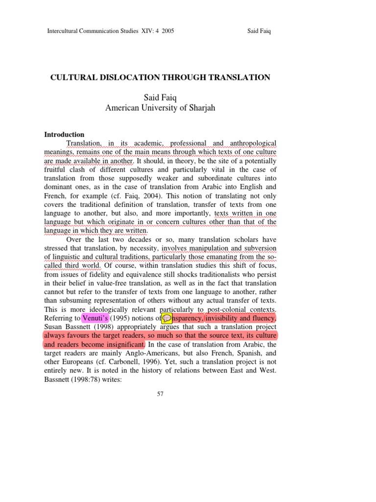 Cultural Dislocation in Translation | PDF | Postcolonialism | Translations