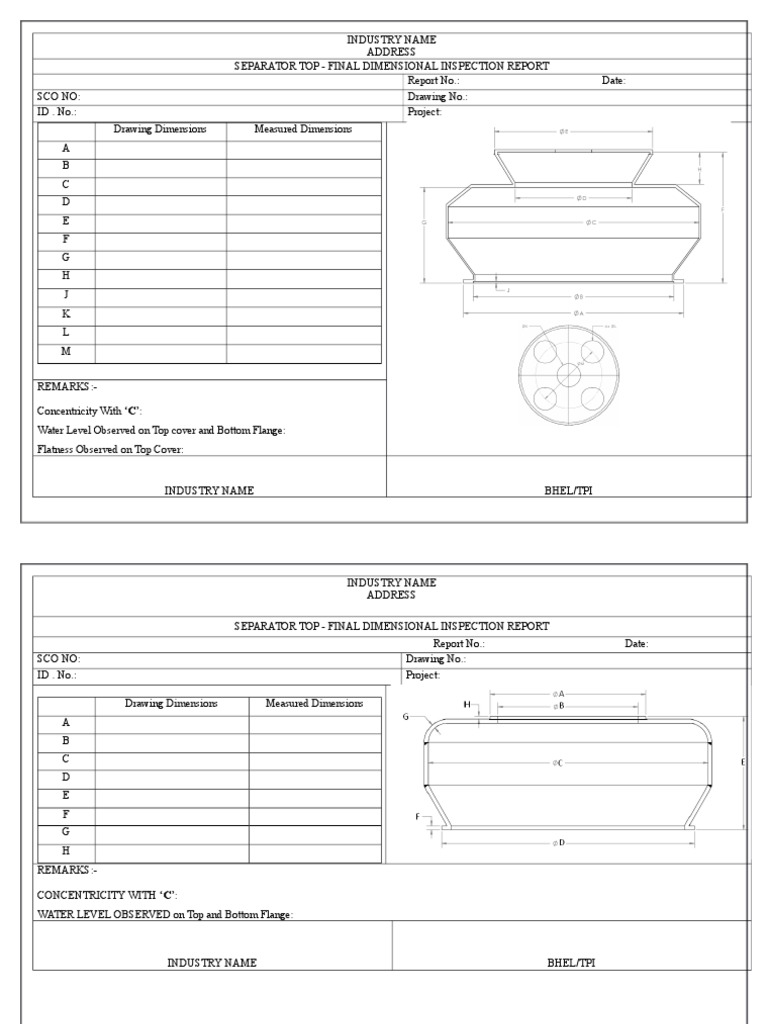 Separator Top - Dimension Report | PDF