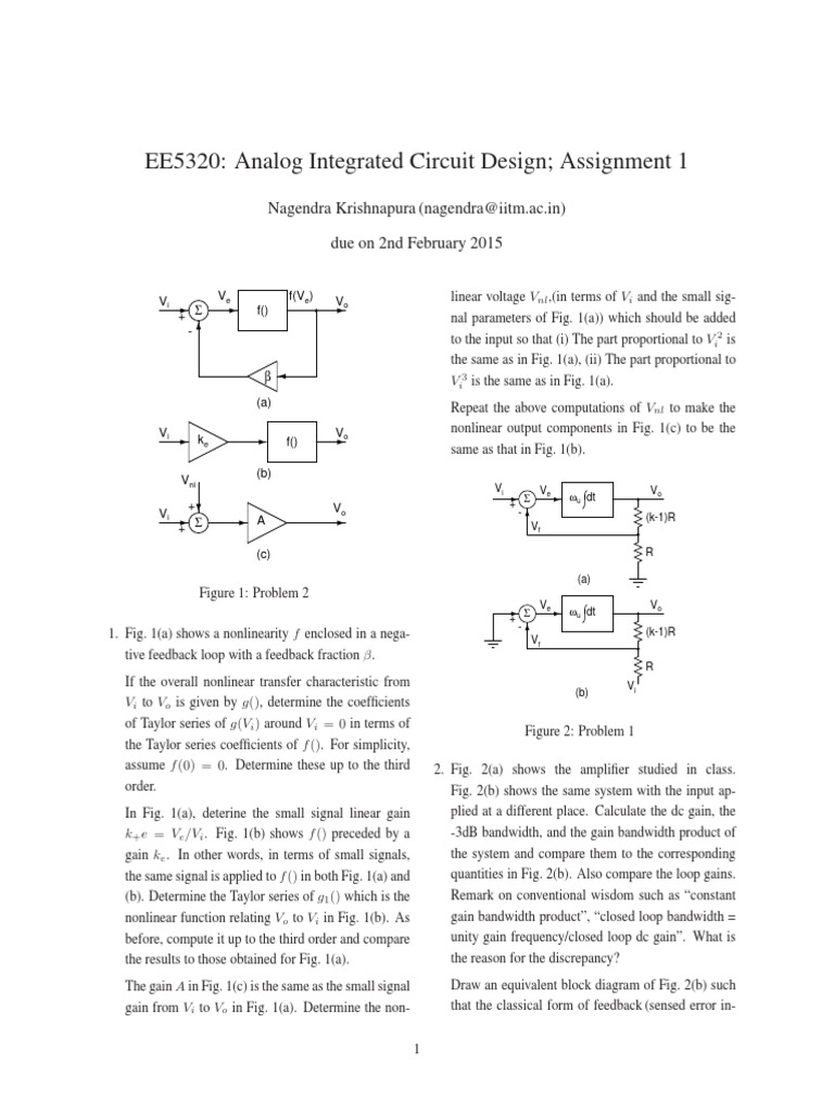 EE5320 Analog Integrated Circuit Design Assignment 1 PDF