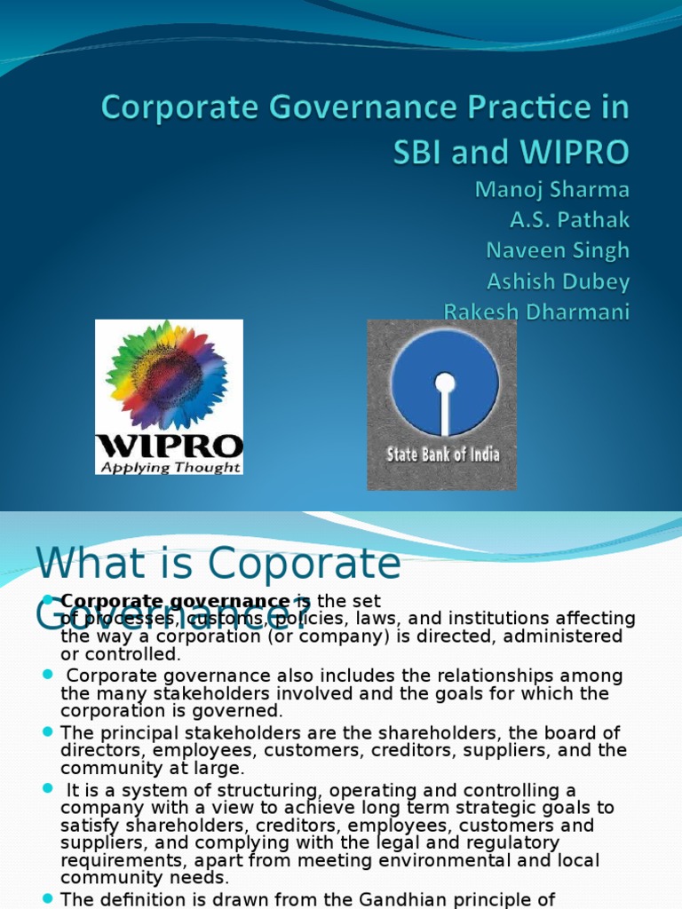 48866596 Corporate Governance Practice in SBI and WIPRO Board Of