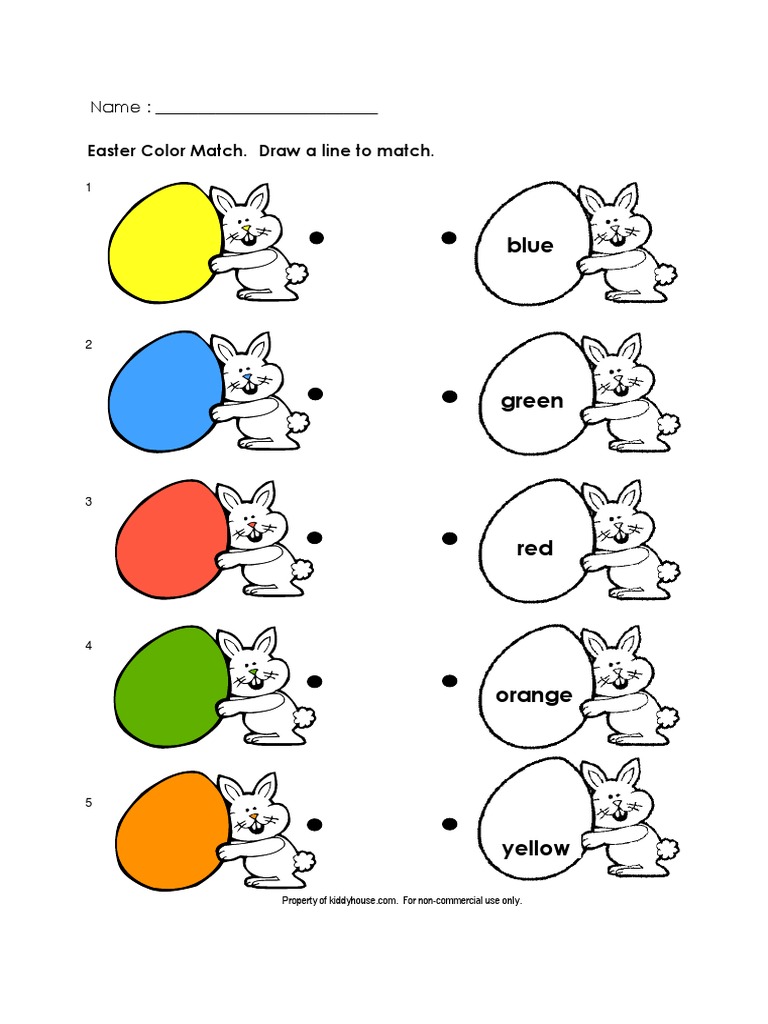 Easter Color Match. Draw A Line To Match.: Name | PDF