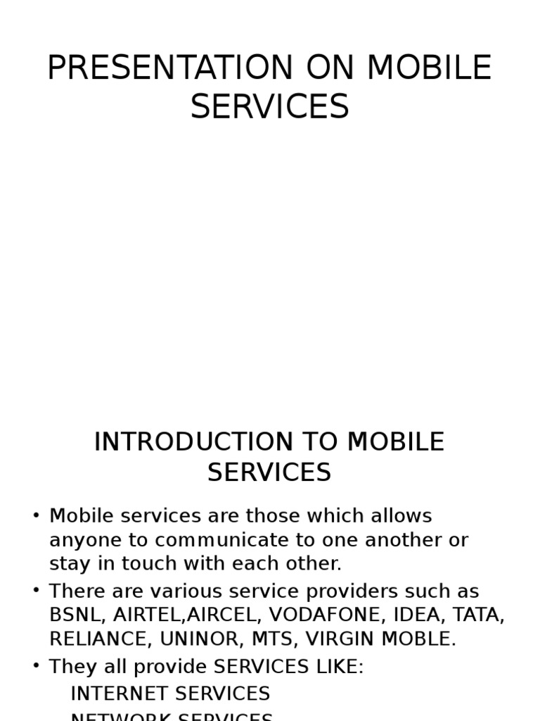 Presentation On Mobile Services | PDF | Survey Methodology ...