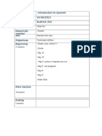 1st Session Introduction To Spanish Date 01/06/2013 Venue Buttrick 304 Participants Resources Needed Aim Objectives Beginning