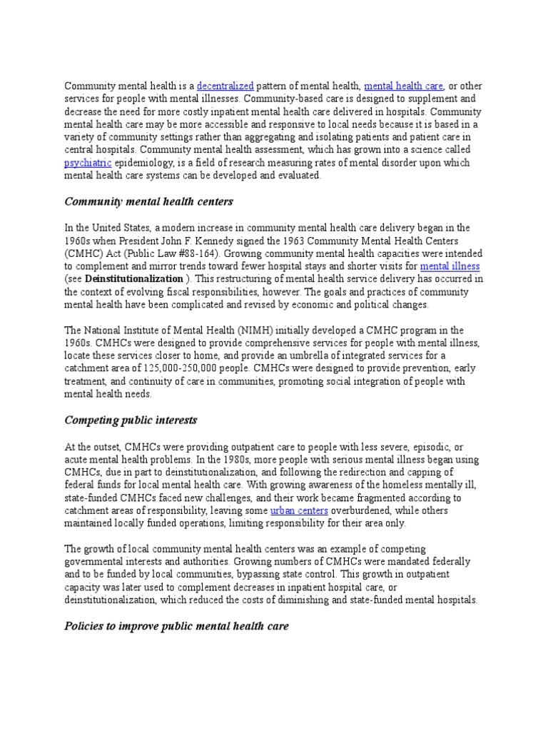 Community Mental Health | PDF