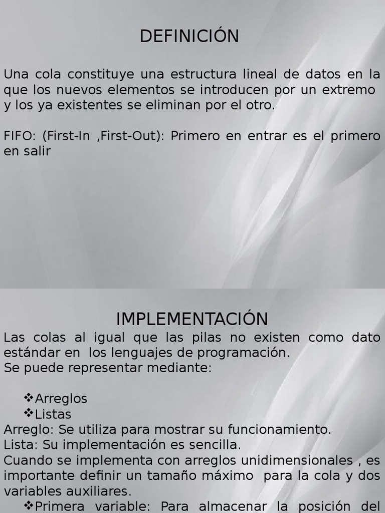 Conceptos Básicos de Colas en Programación | PDF | Cola (tipo de datos ...