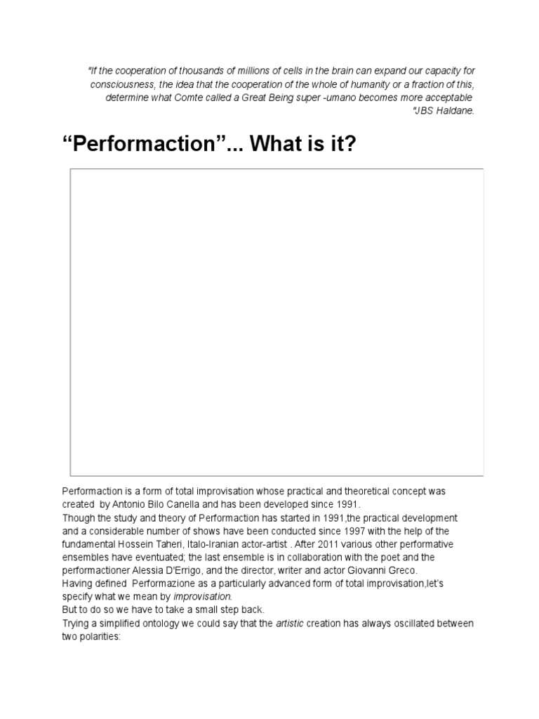 Understanding Performaction Art | PDF | Improvisational Theatre | Theatre