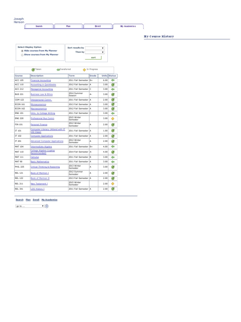 Course History and Academic Records | PDF
