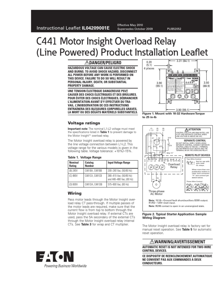 C441 Motor Insight Overload Relay PDF Relay Electric Motor