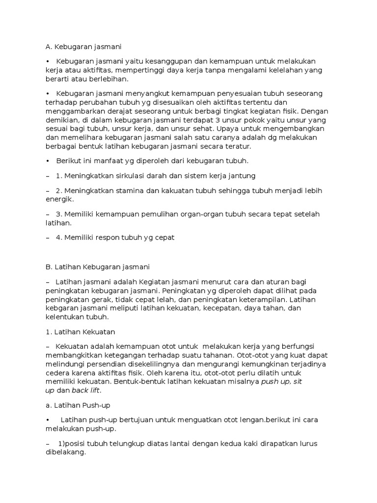 contoh kebugaran jasmani