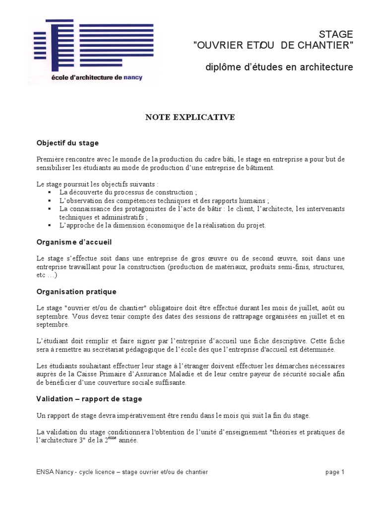 Stage Ouvrier  Bienêtre  Science et technologie